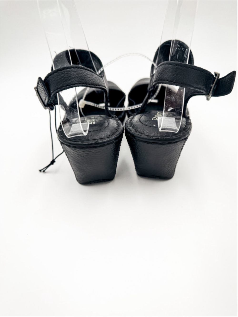 Women's Born Black Leather Mary Jane Clog Wedge Comfort Shoes Sandals Size 7 New - Picture 5 of 6